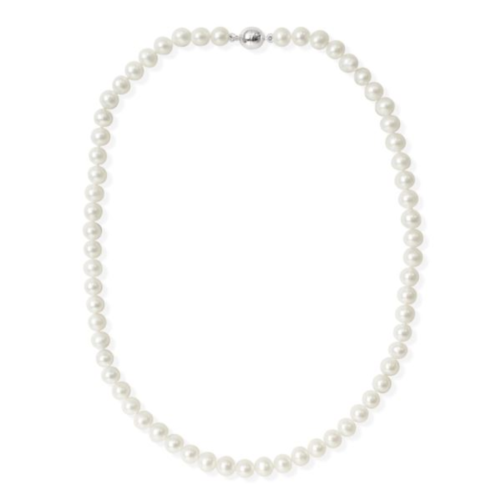 Sterling Silver 6-7mm White Semi-Round Strand Fresh Water Pearls