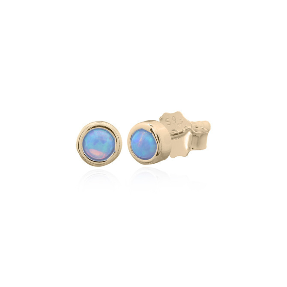 Gold Plated Blue Opalite Studs