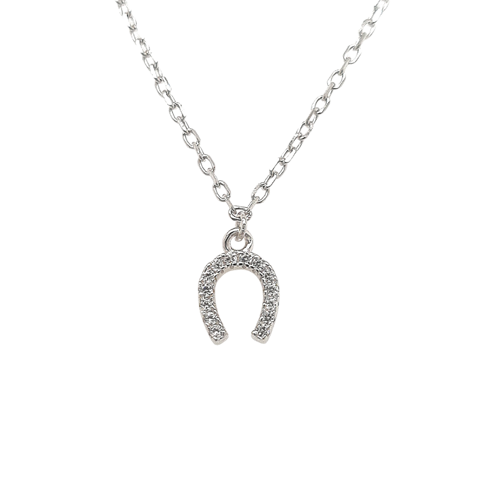 Sterling Silver CZ Horseshoe Necklace