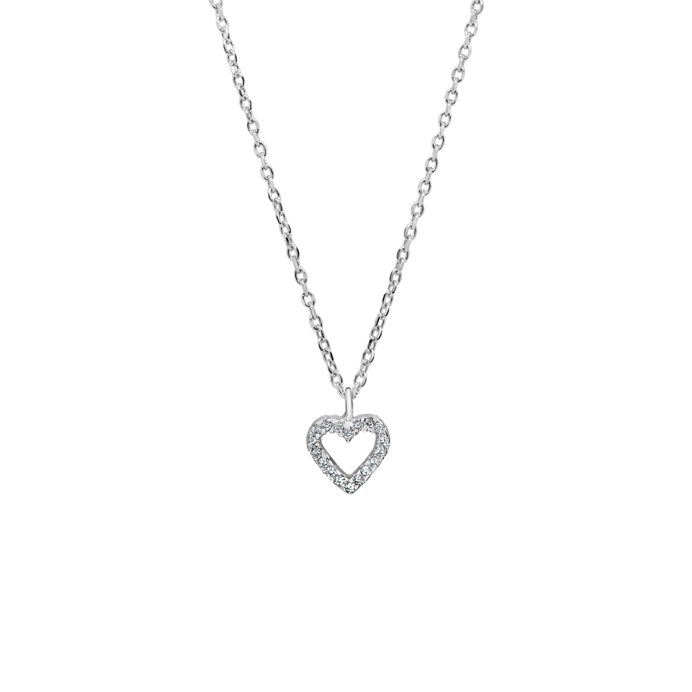 Sterling Silver Micro CZ Heart Necklace