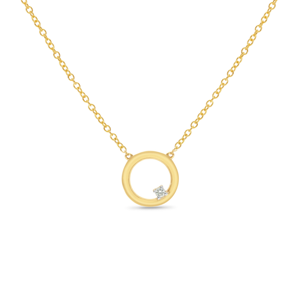 9k Yellow Gold Circle Diamond Pendant