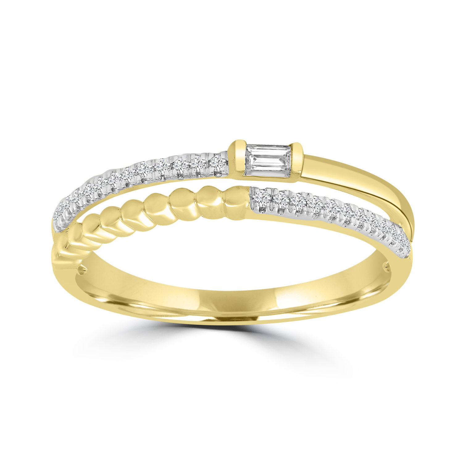 9k Yellow Gold Double Diamond Band