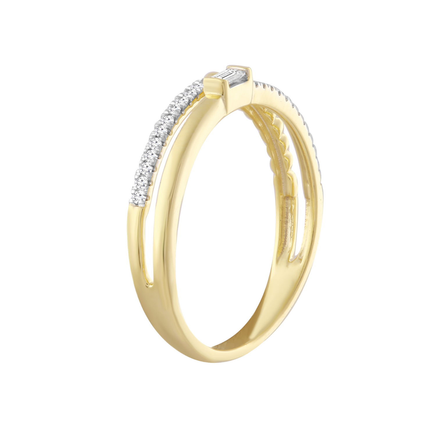 9k Yellow Gold Double Diamond Band