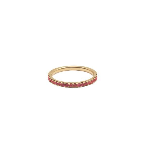 9k Yellow Gold Half Eternity Ruby Ring