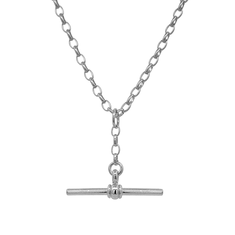 Sterling Silver Oval Belcher T-Bar Fob Pendant
