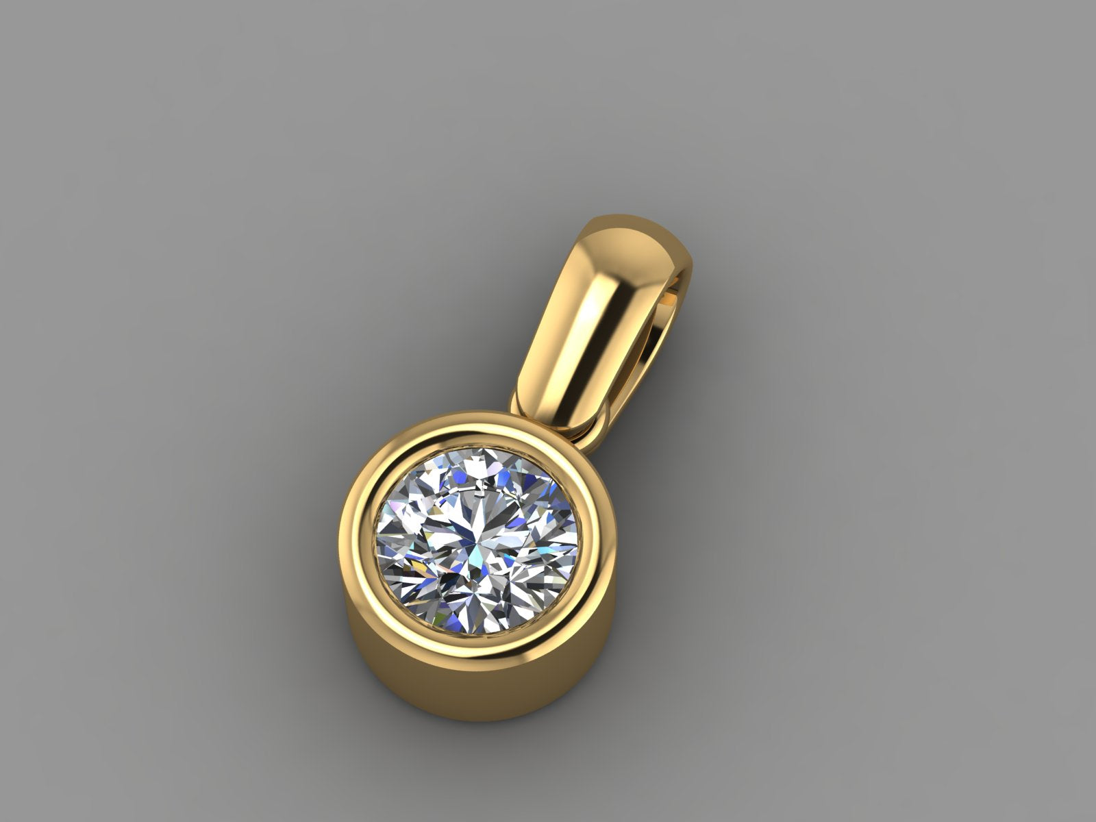 9ct Gold Bezel Set Diamond Pendant