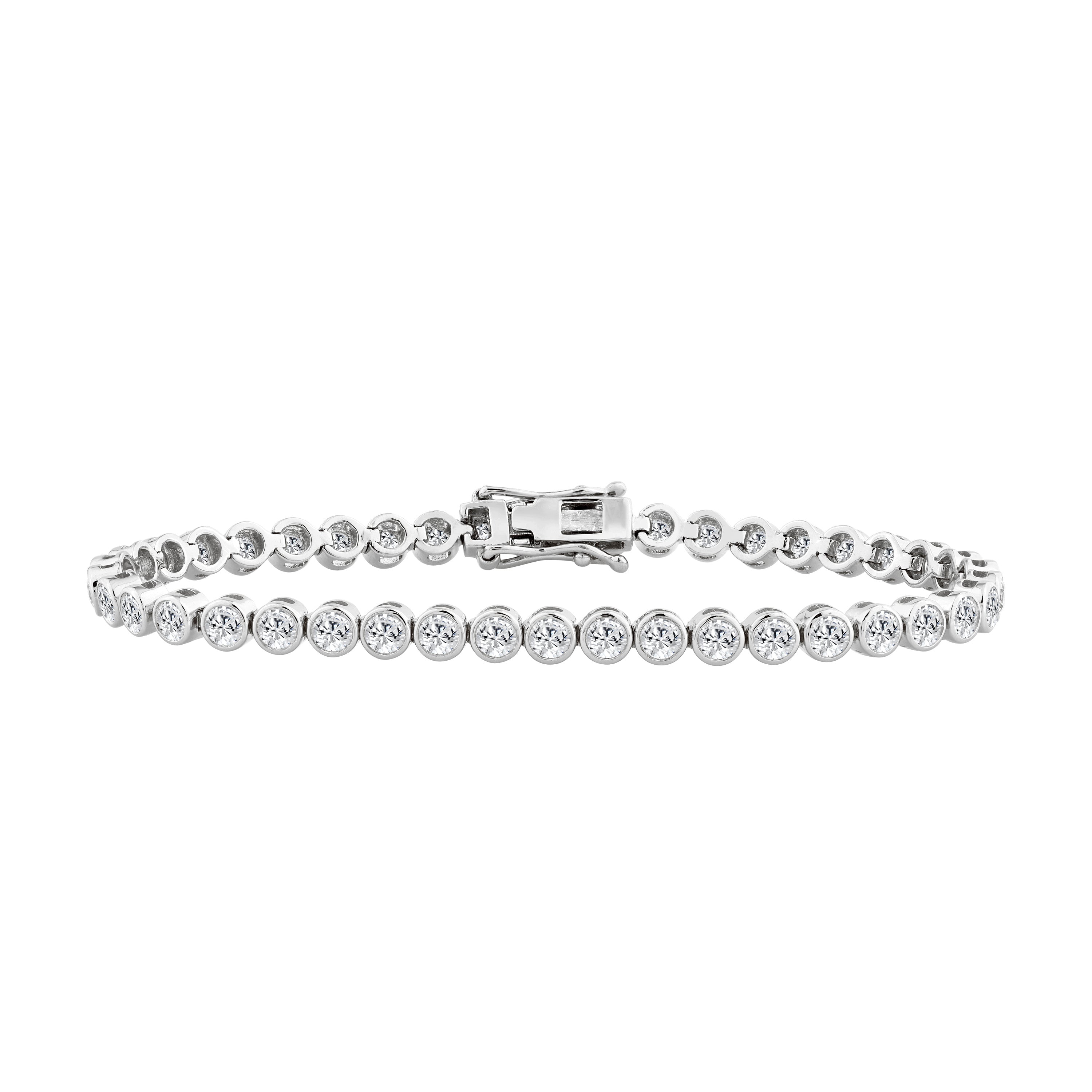 9k White Gold 5.00ct Lab Grown Diamond Bezel Tennis Bracelet