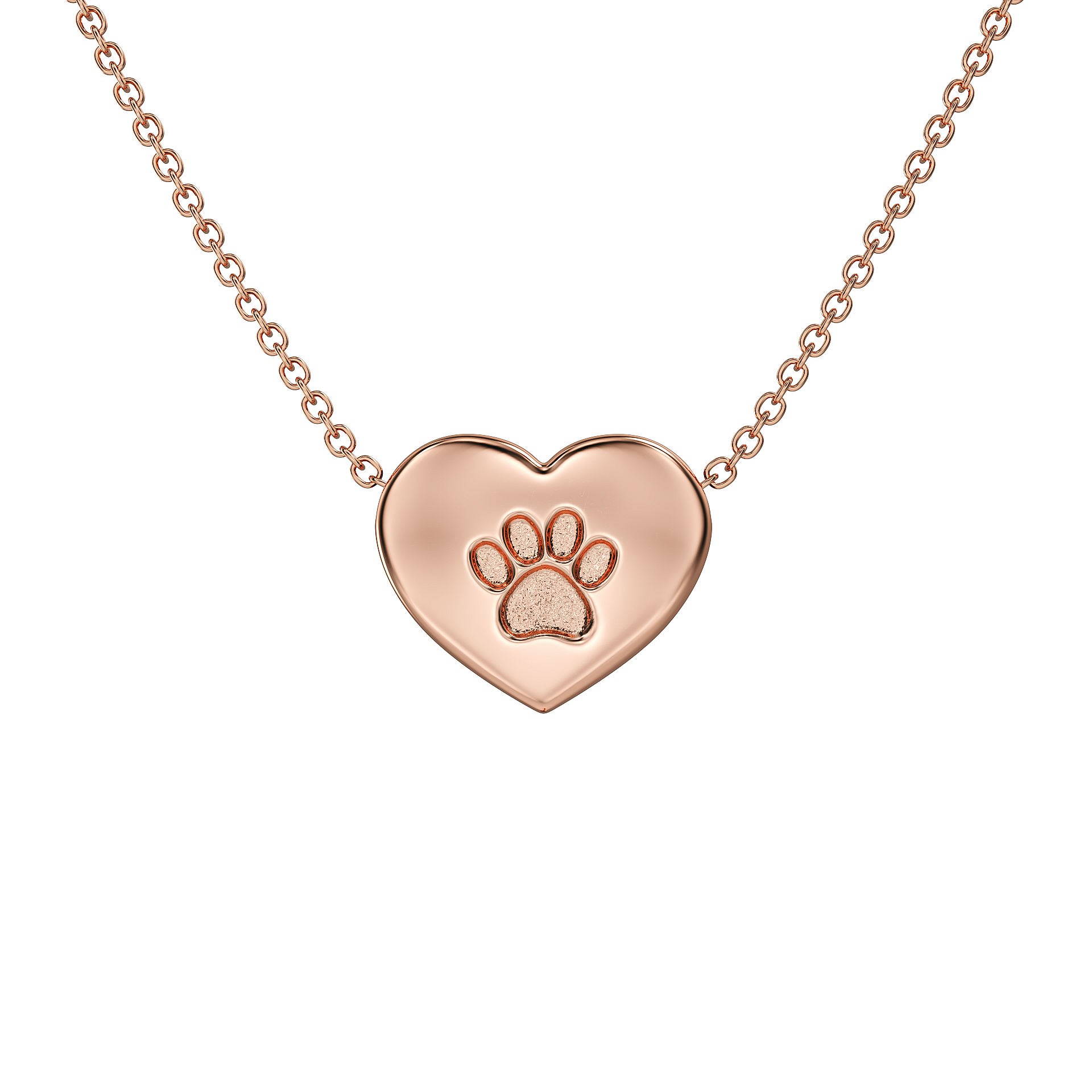 Love in a Jewel Paw Print Love Heart Pendant
