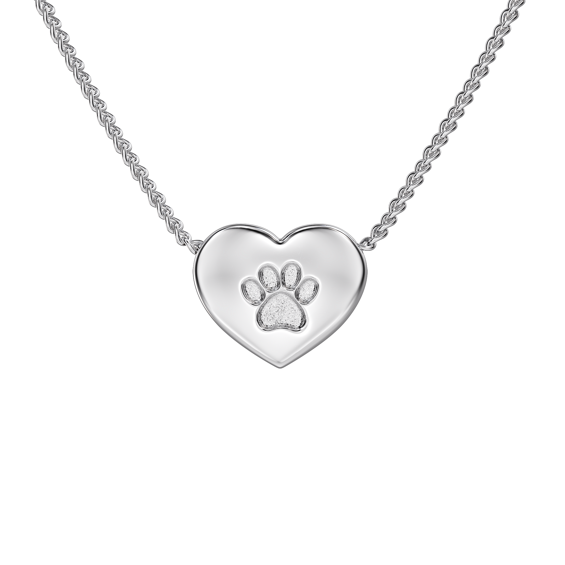 Love in a Jewel Paw Print Love Heart Pendant