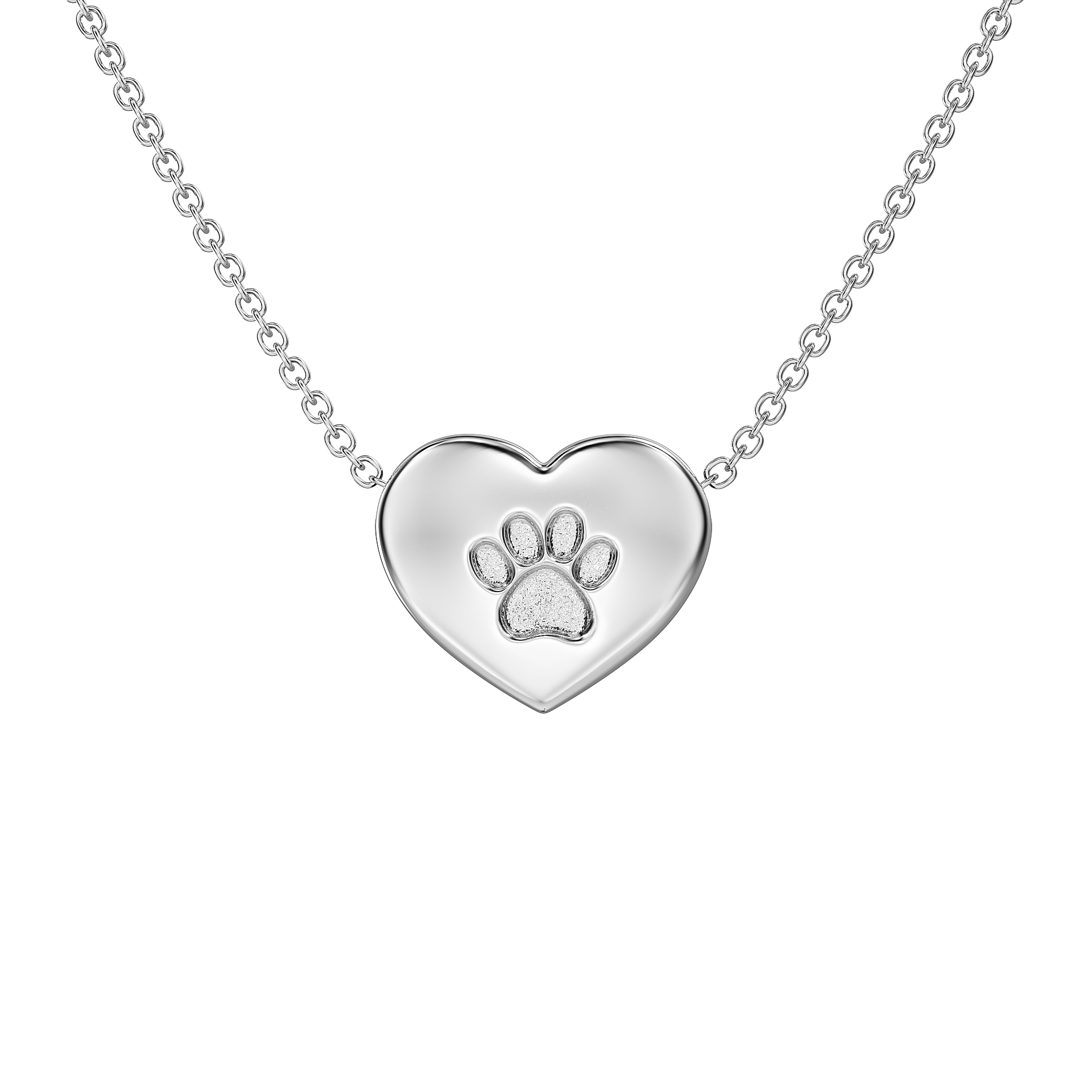 Love in a Jewel Paw Print Love Heart Pendant