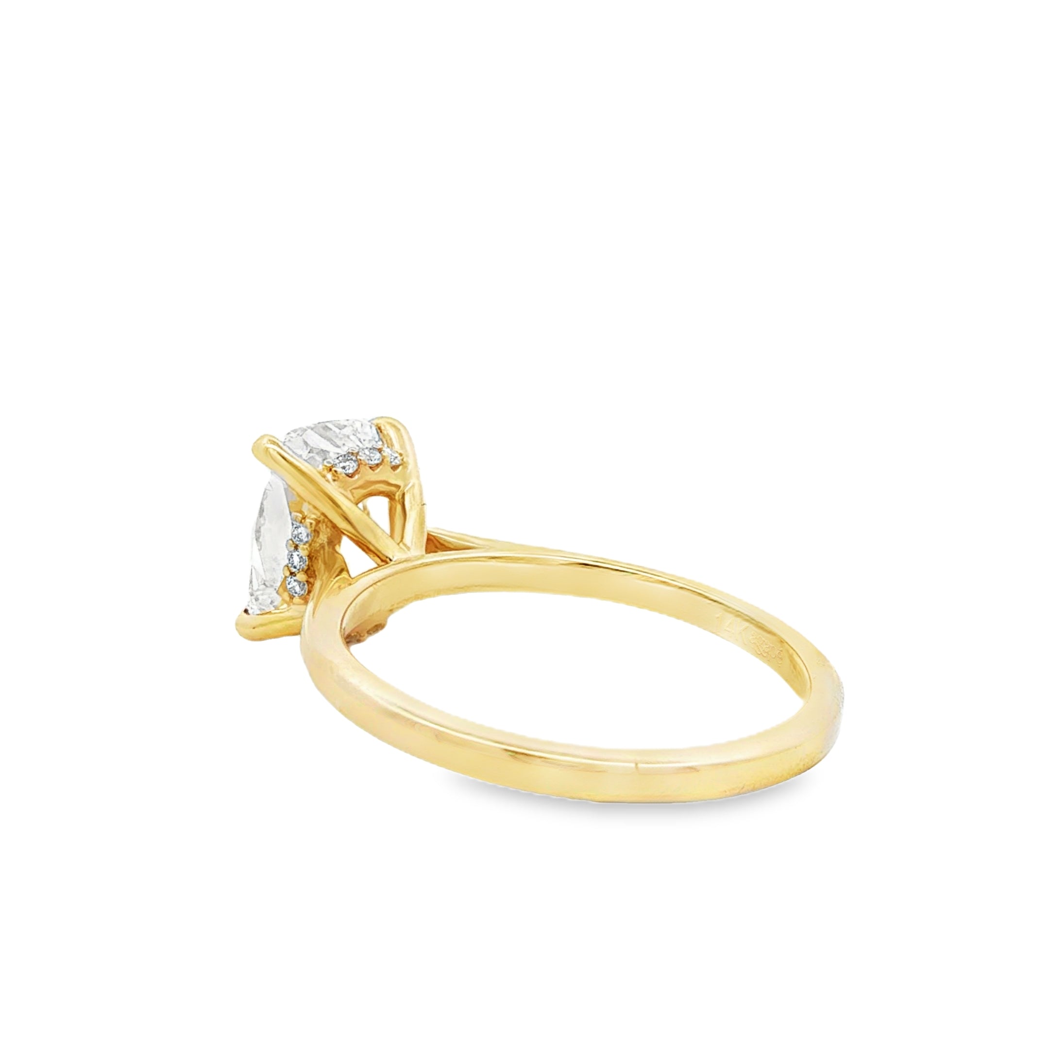14k Yellow Gold 'Soraya' 3ct Elongated Cushion Hidden Halo Solitaire
