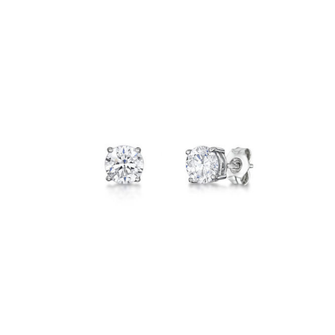 Sterling Silver 3mm 4 Claw Round CZ Stud Earrings