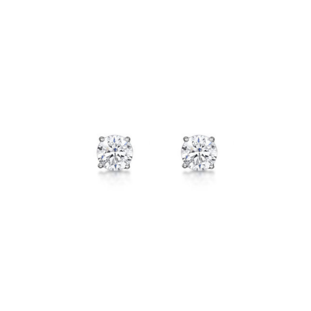 Sterling Silver 3mm 4 Claw Round CZ Stud Earrings