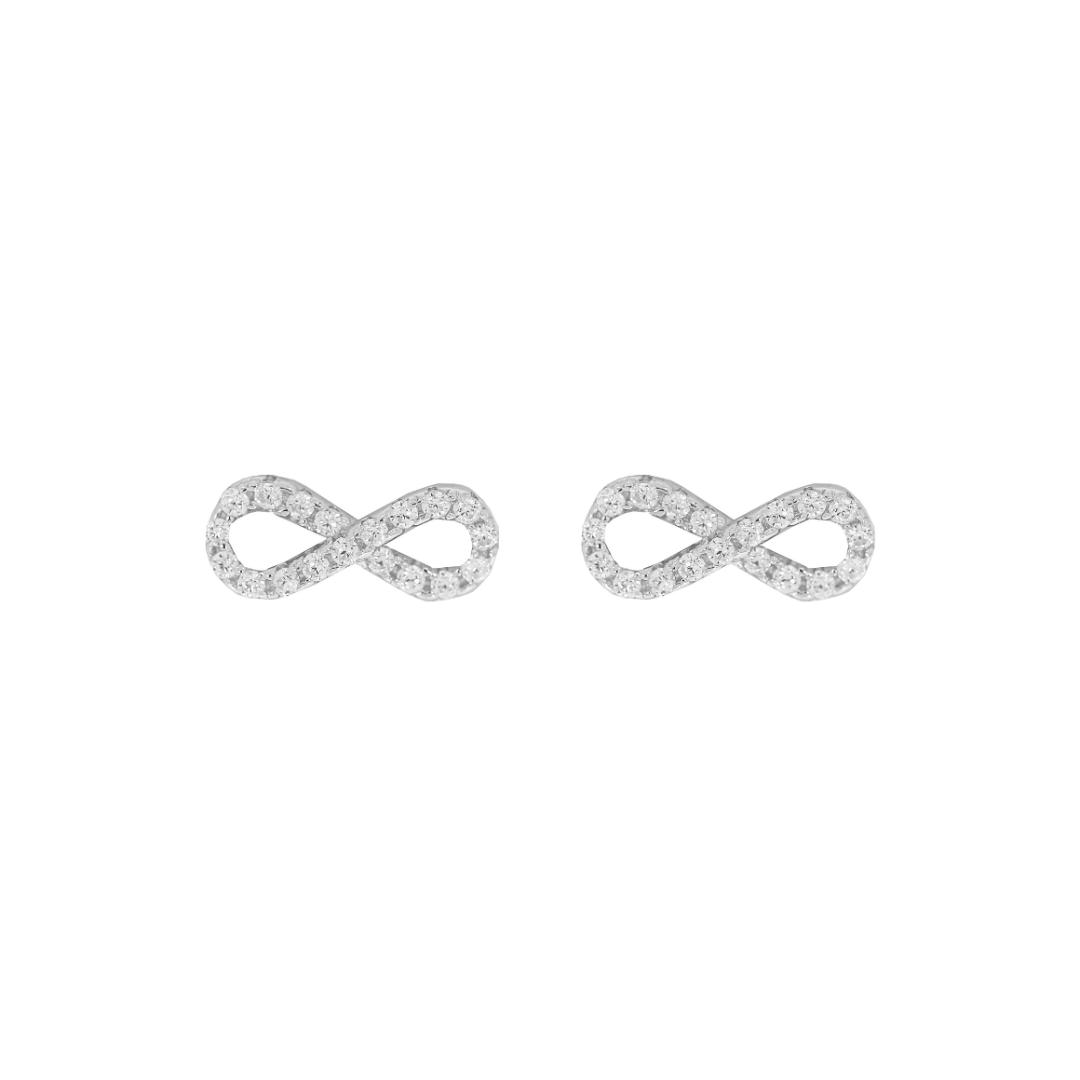 Sterling Silver CZ Infinity Studs