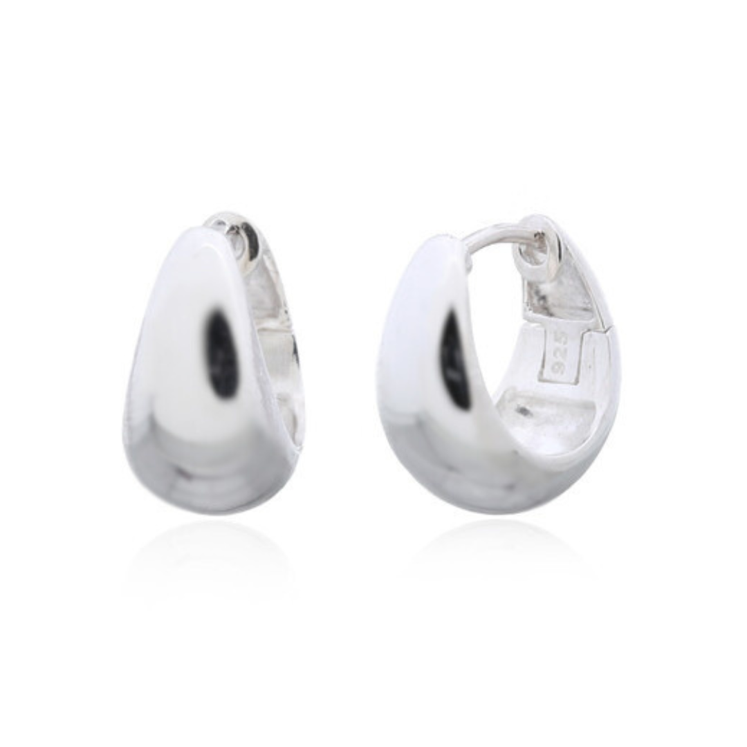 Sterling Silver 'Fresh' Domed Huggie Earrings