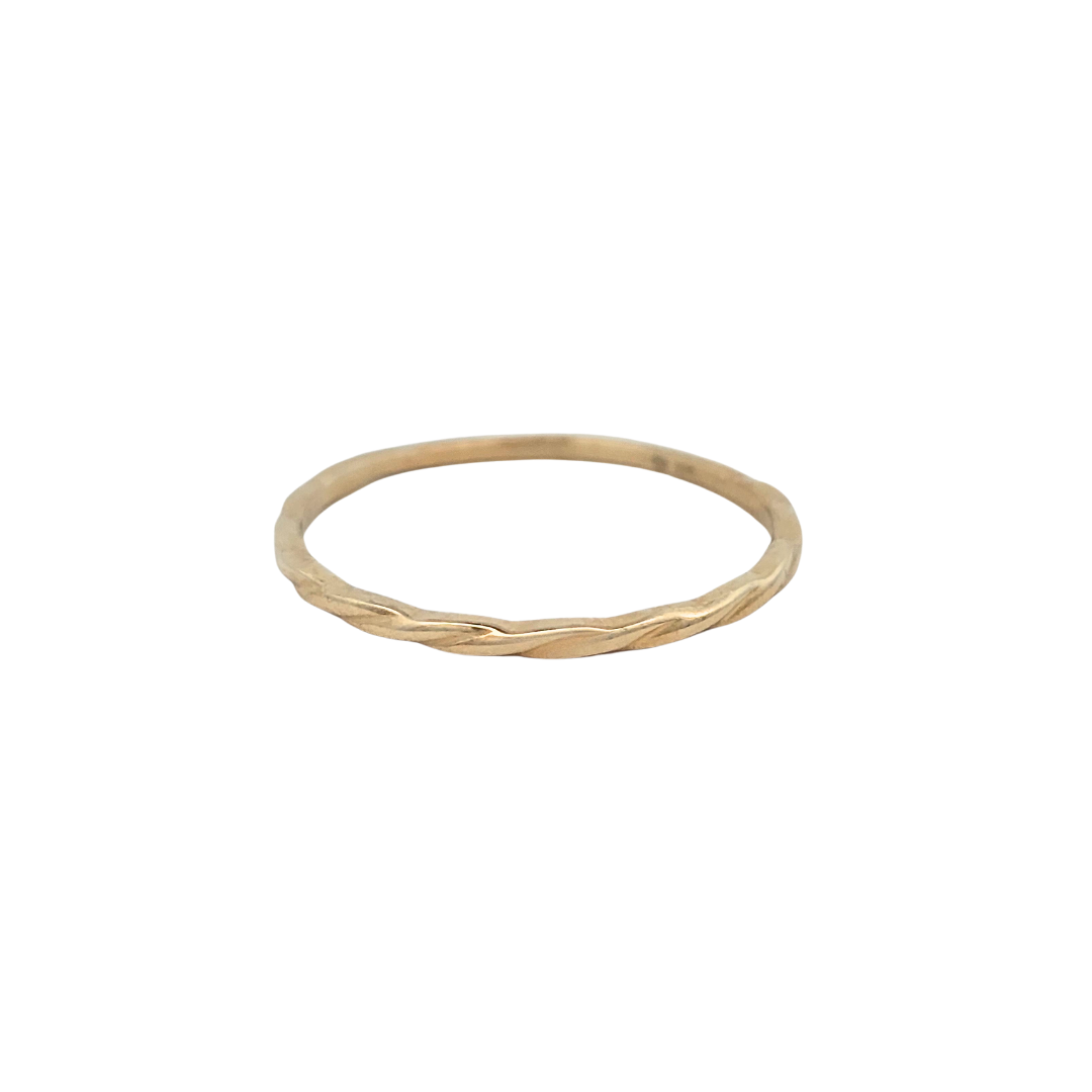 9k Yellow Gold Twist Slim Stacker Ring