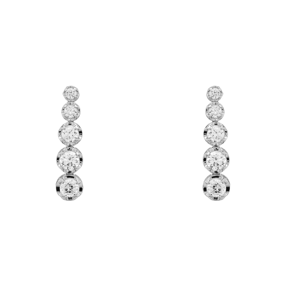 9k White Gold Lab Diamond 5 Drop Earrings