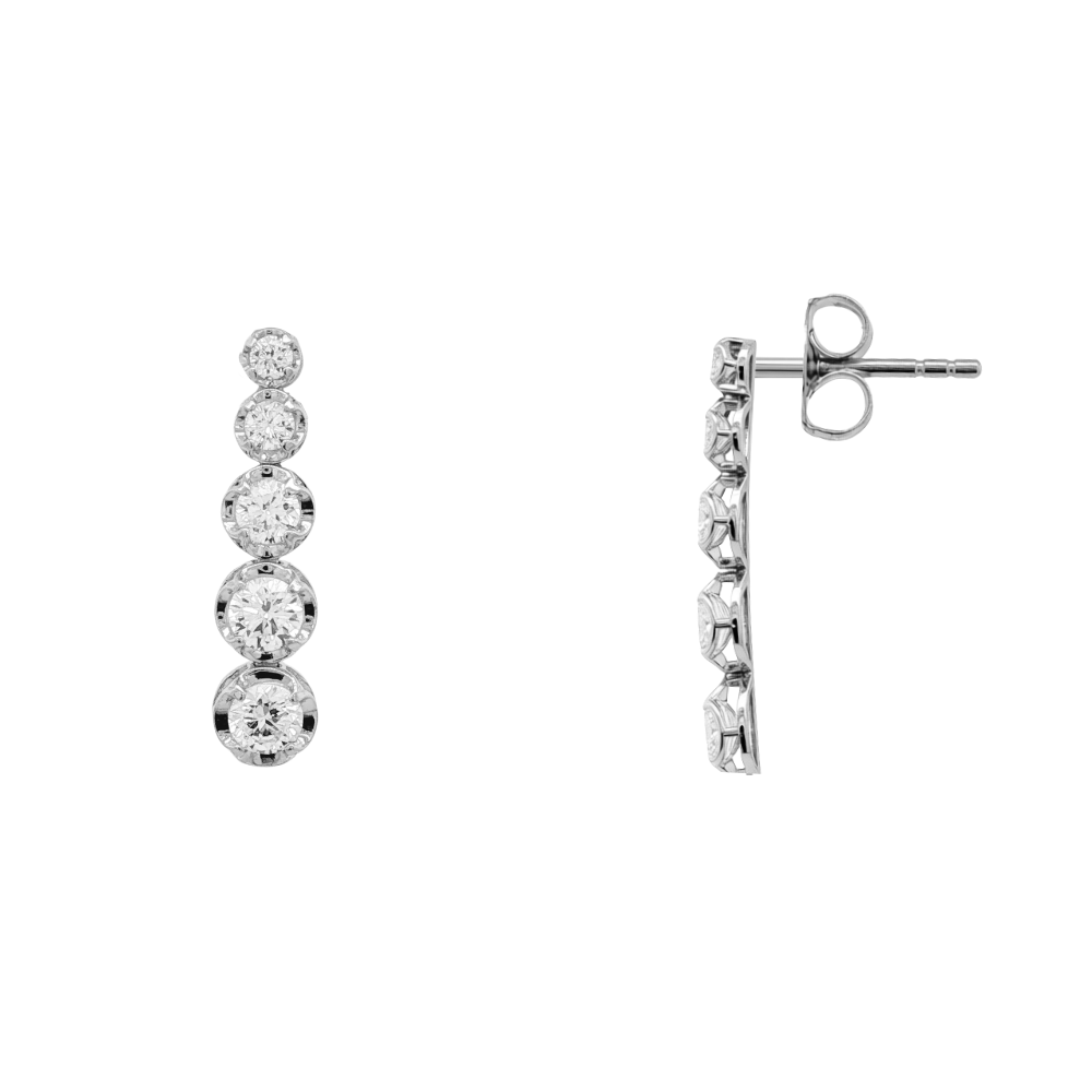 9k White Gold Lab Diamond 5 Drop Earrings