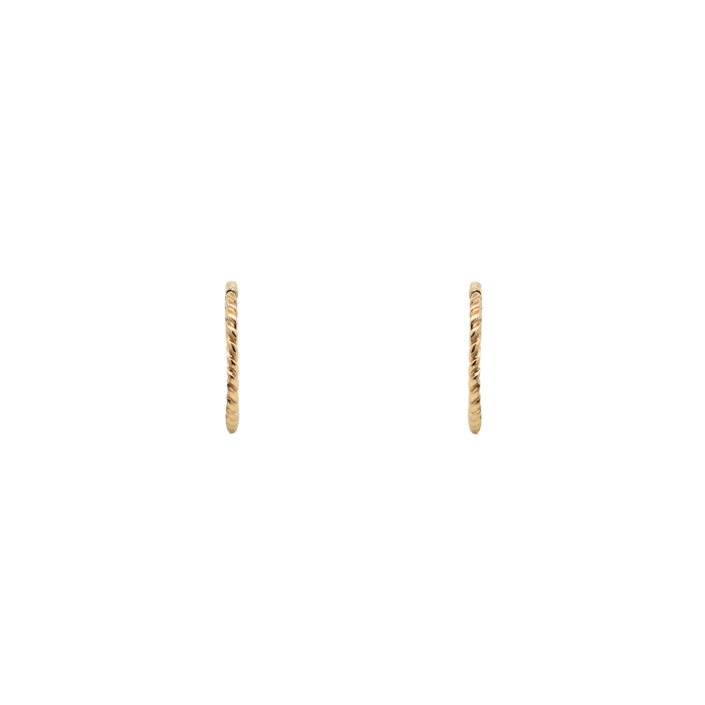 9k Yellow 12mm Twist Sleeper Earrings
