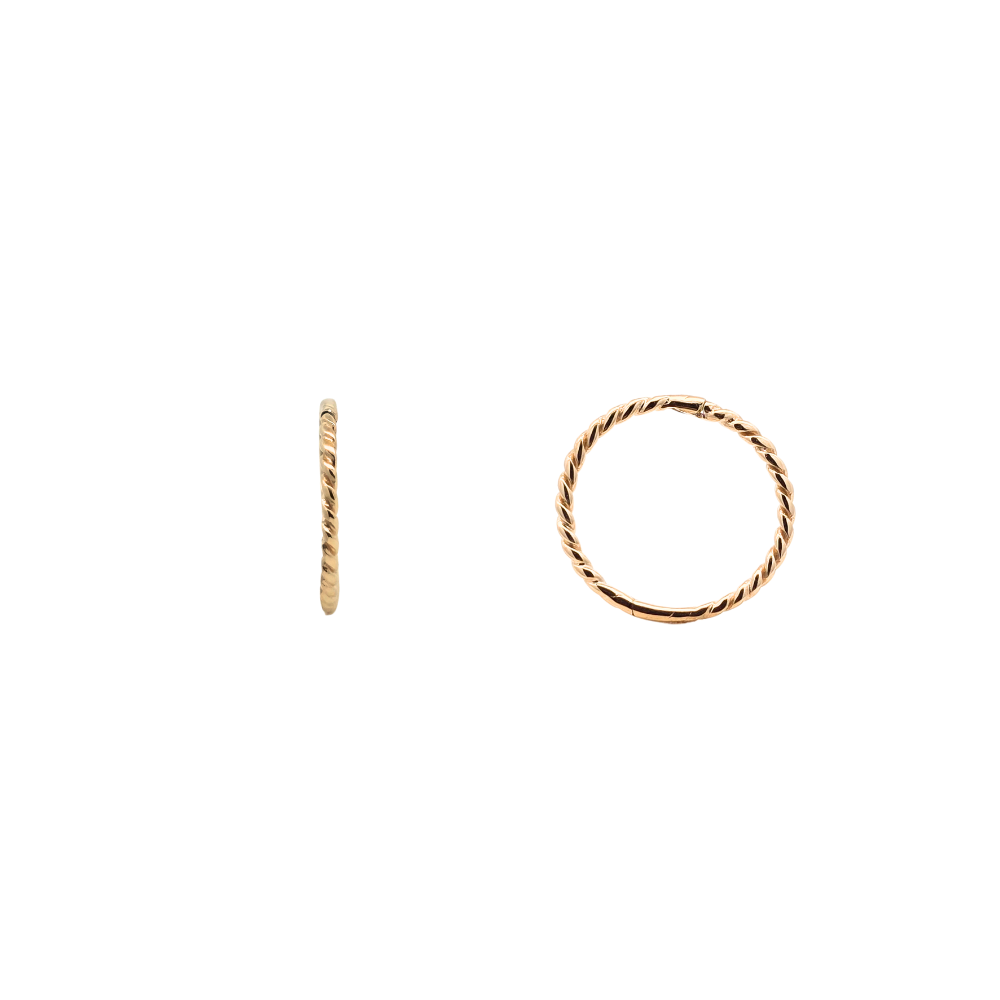 9k Yellow 12mm Twist Sleeper Earrings
