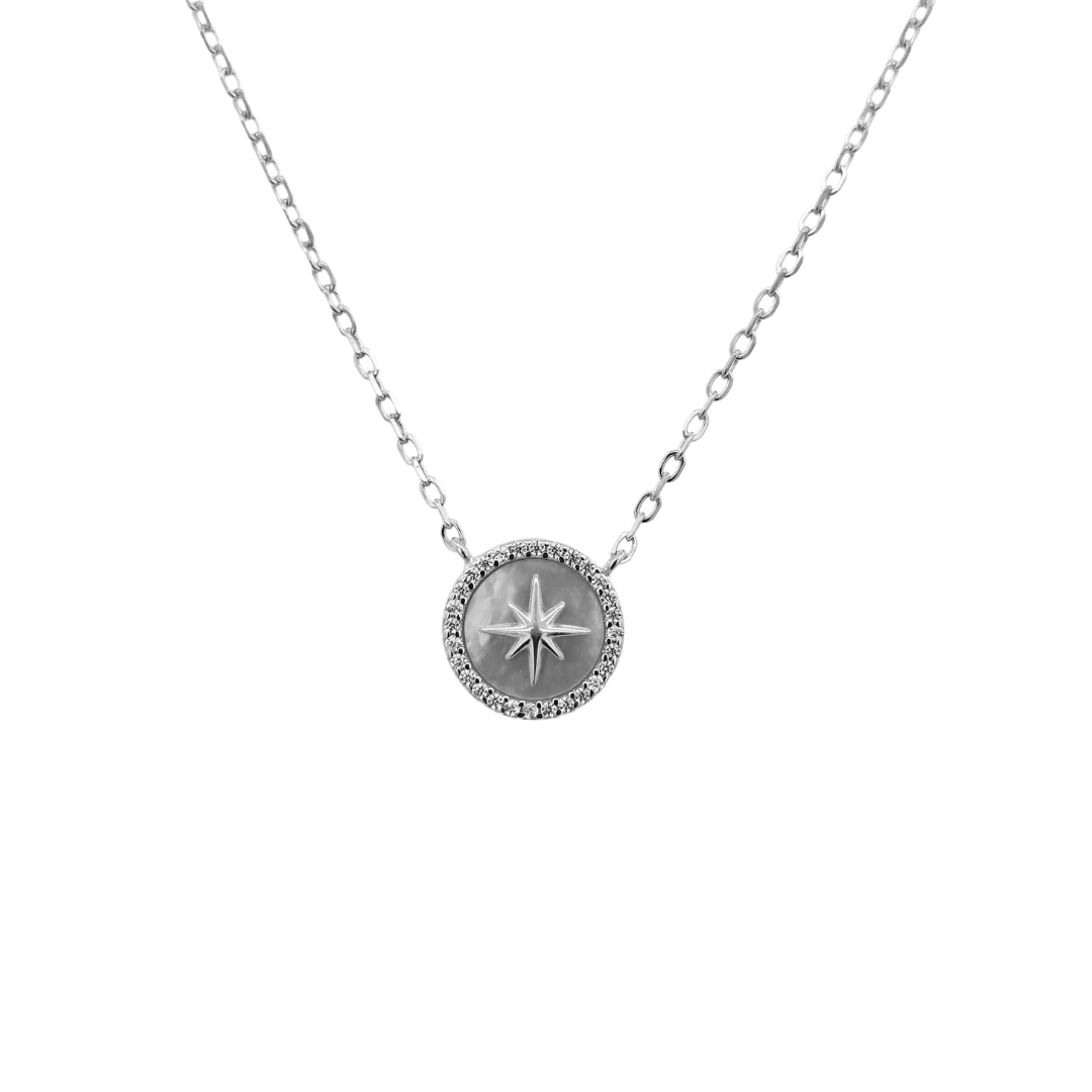 Sterling Silver Mother of Pearl Compass Pendant