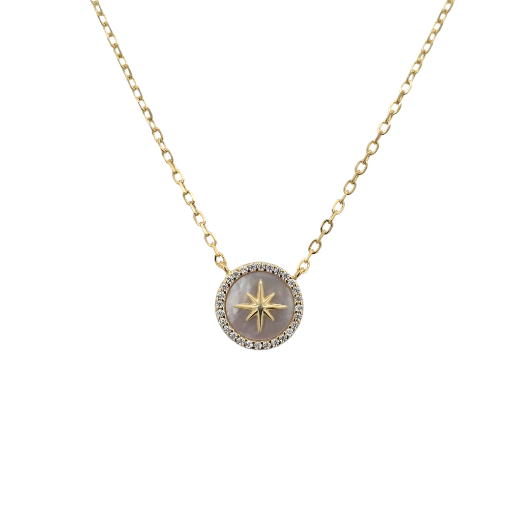 Gold Plated Mother of Pearl Compass Pendant