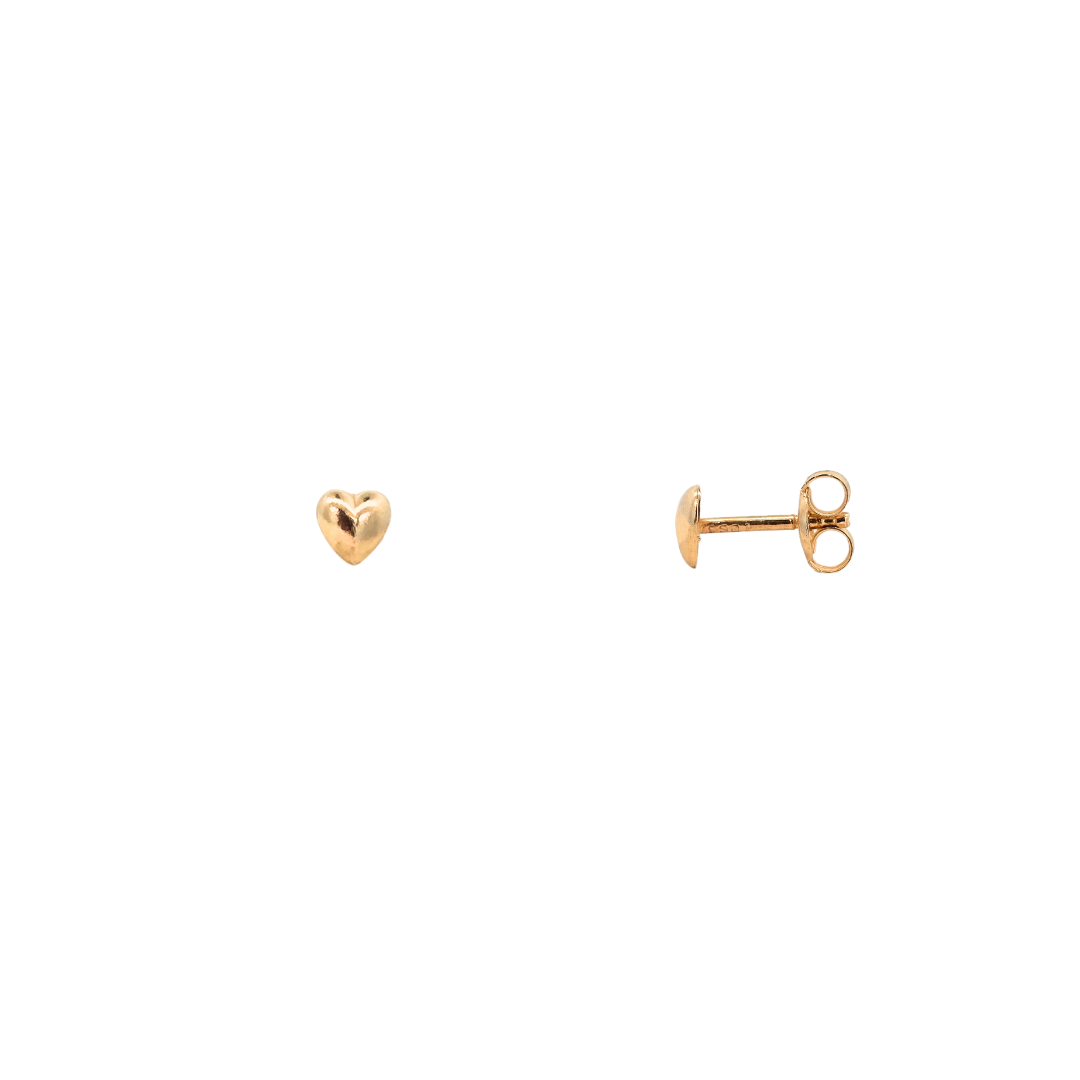 9k Yellow Gold Mini Heart Stud Earrings