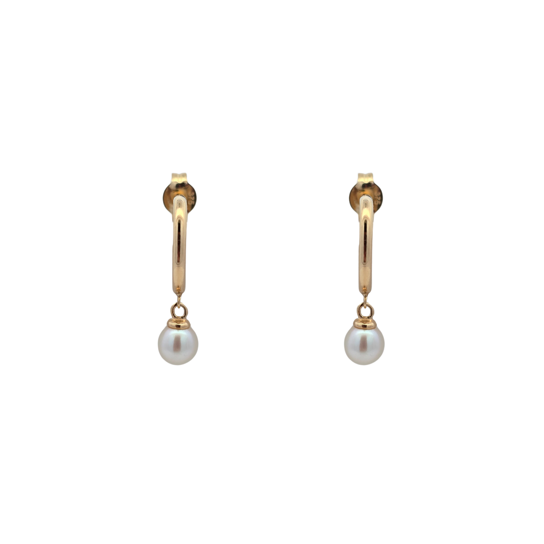 9k Yellow Gold Pearl Drop Earrings