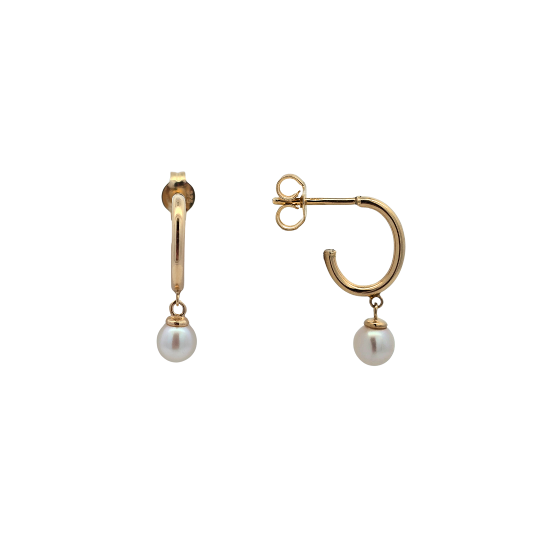 9k Yellow Gold Pearl Drop Earrings