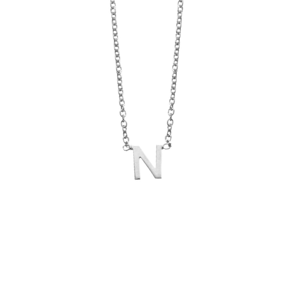 Sterling Silver 'N' Initial Necklace
