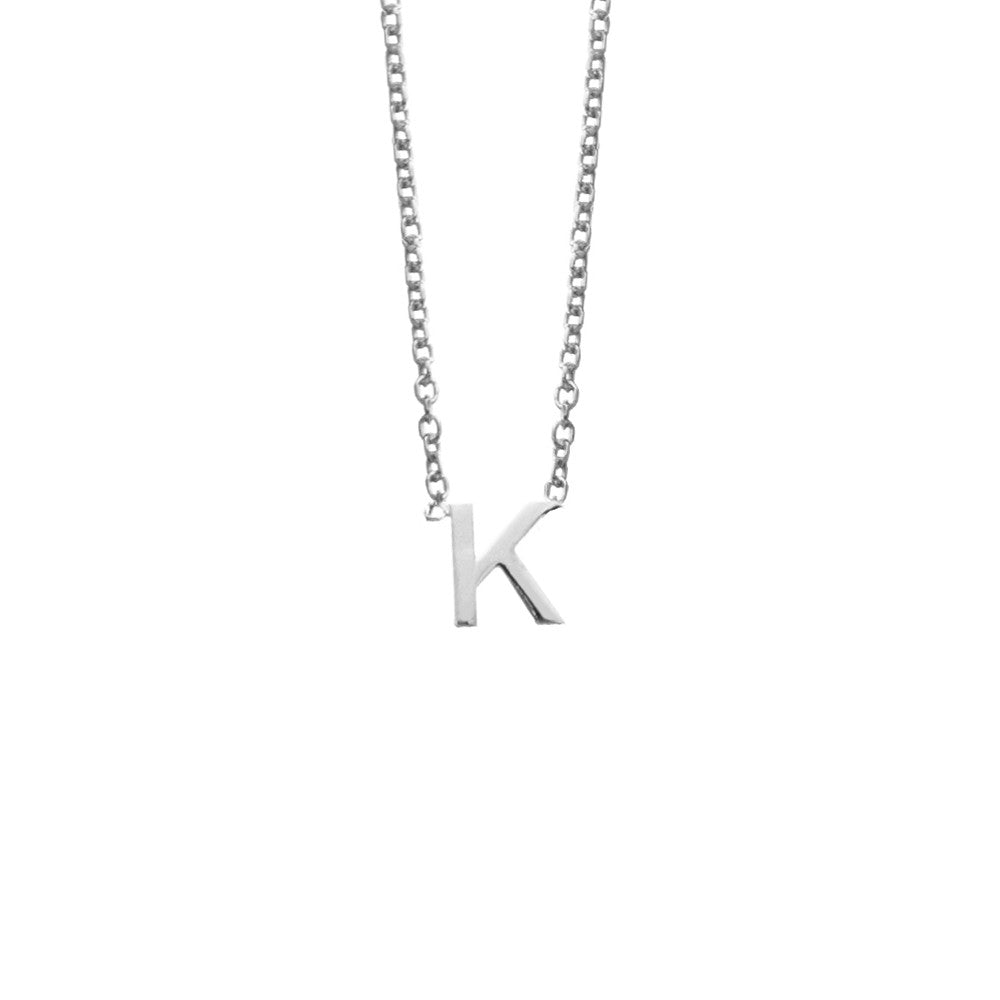 Sterling Silver Necklace with 'K' Initial Pendant