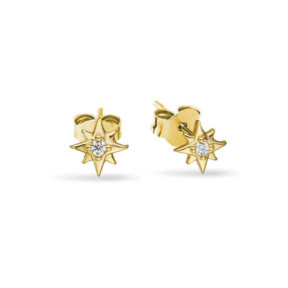 Gold Plated North Star CZ Studs