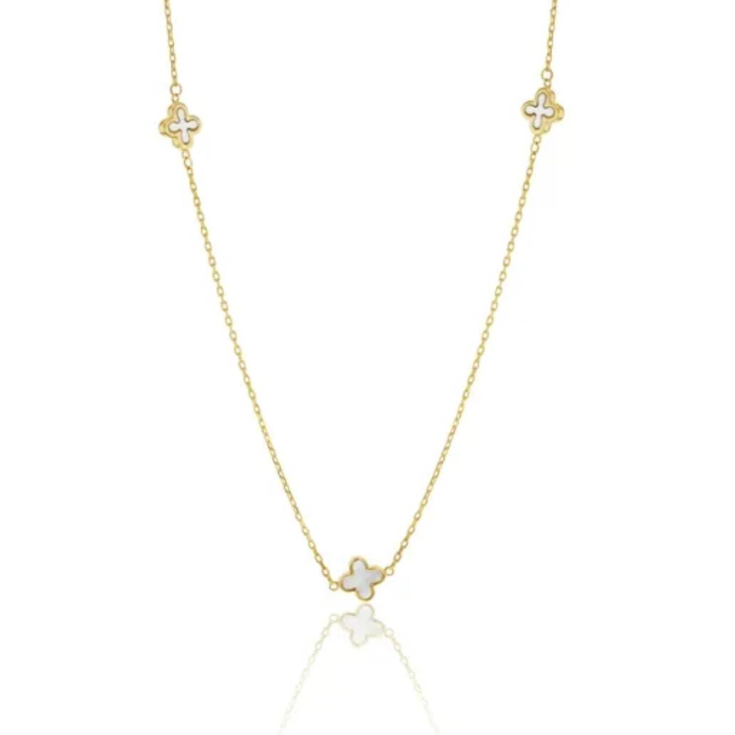 9k Yellow Gold Mother of Pearl Clover Necklace