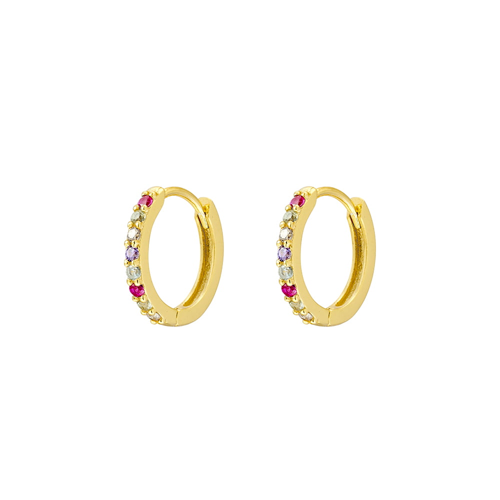 Gold Plated Huggies with Multi Colour CZ detail