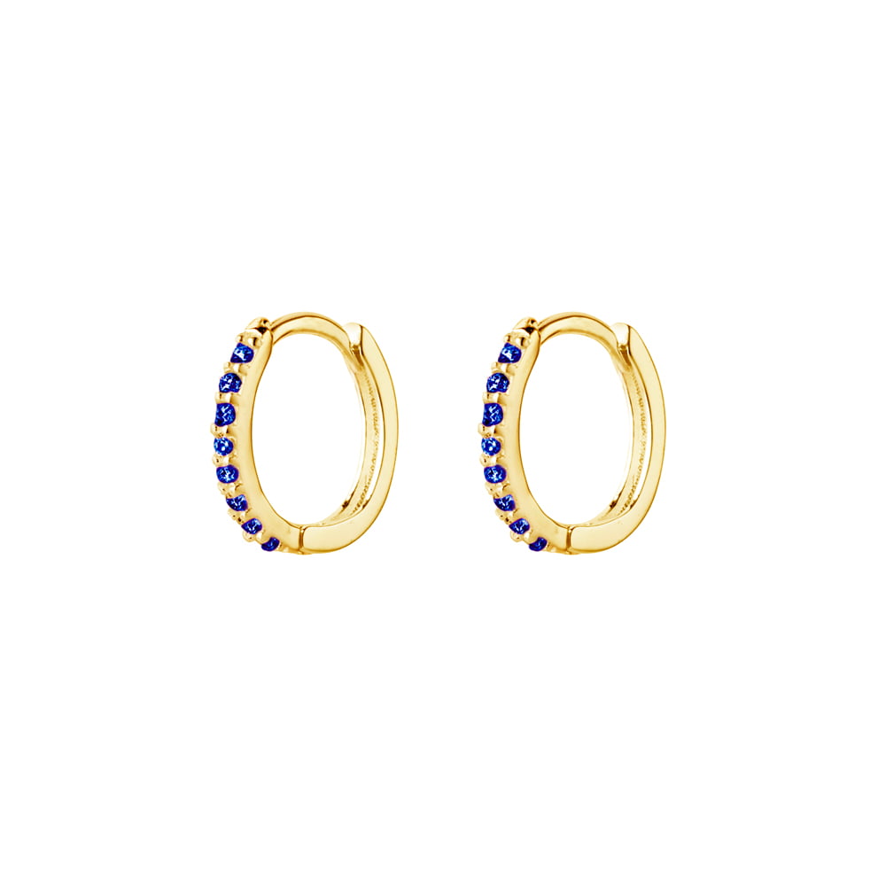 Gold Plated Huggies with Sapphire CZ Detail