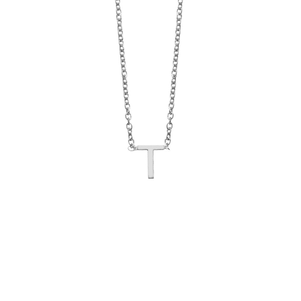Sterling Silver 'T' Initial Necklace