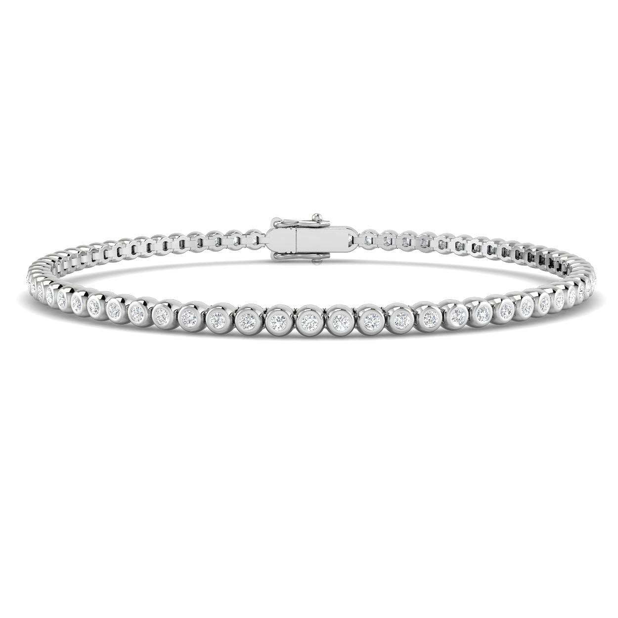 Sterling Silver Bezel Set CZ Tennis Bracelet (18cm)