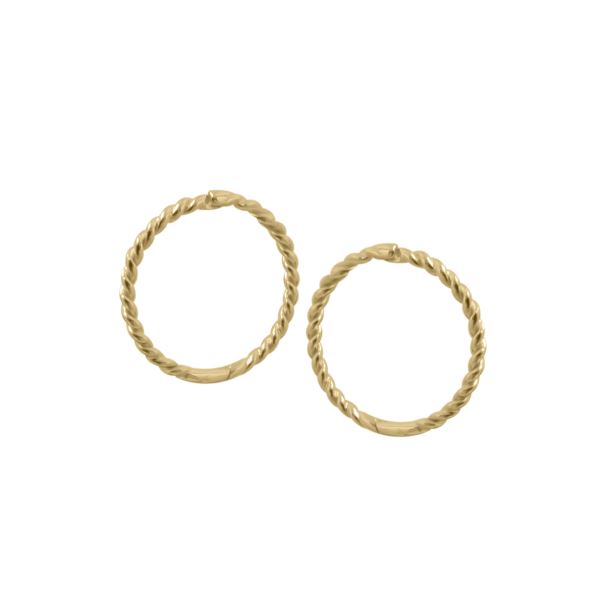 9k Yellow 12mm Twist Sleeper Earrings