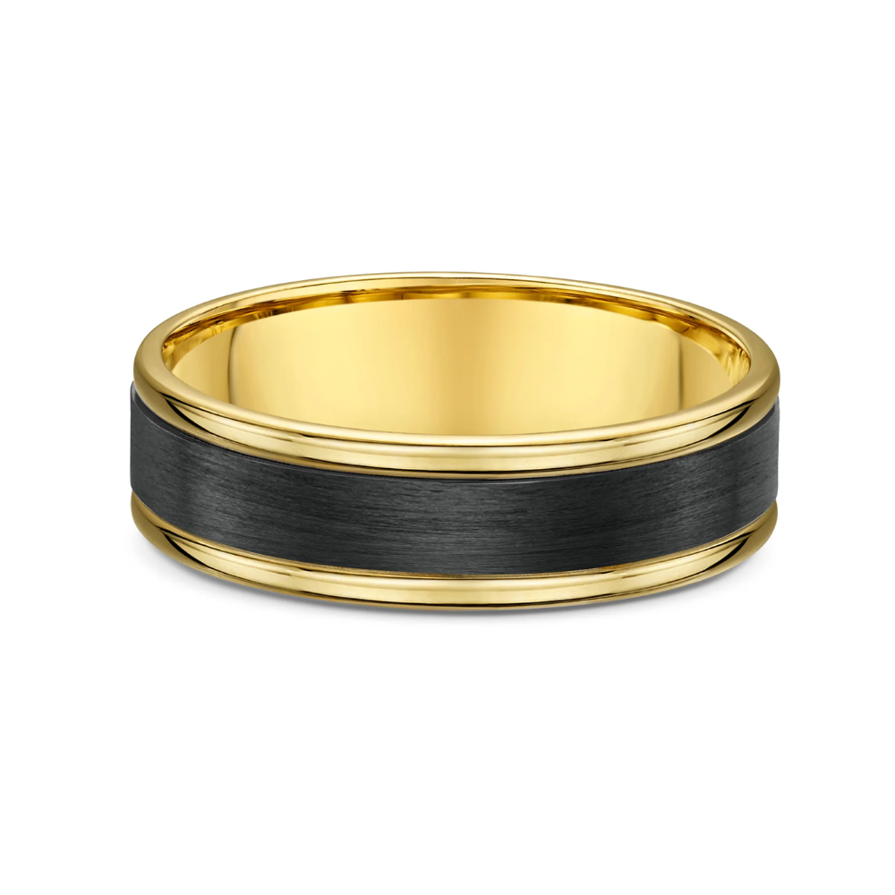 'Reid' Gold and Carbon Fibre Wedding Band