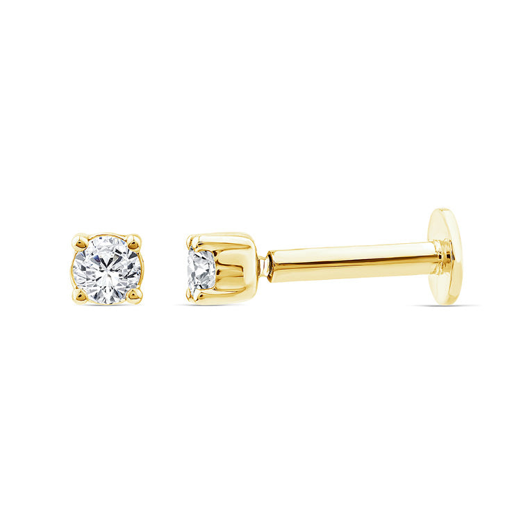 9k Yellow Gold 0.05ct Lab Diamond Flat Back Stud