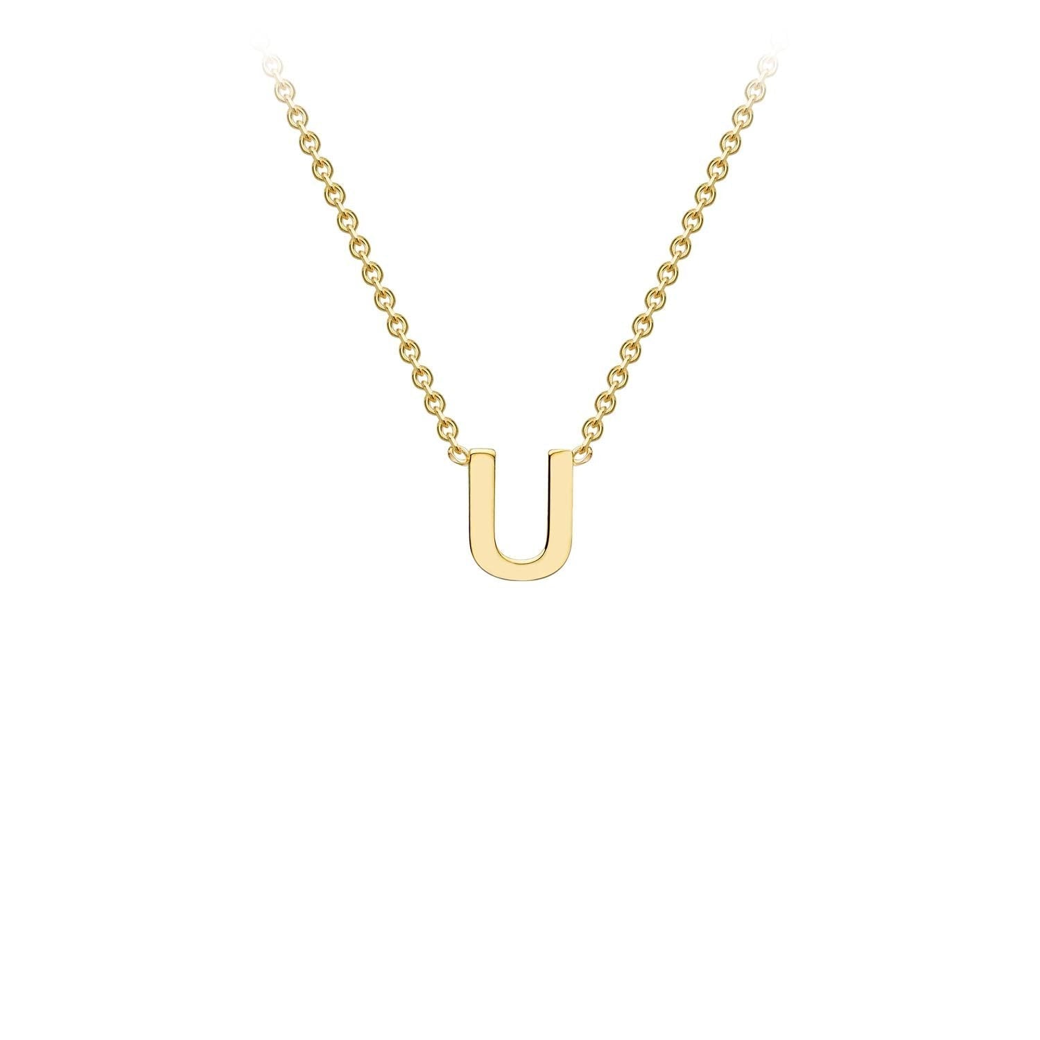 9k Yellow Gold 'U' Initial Letter Necklace