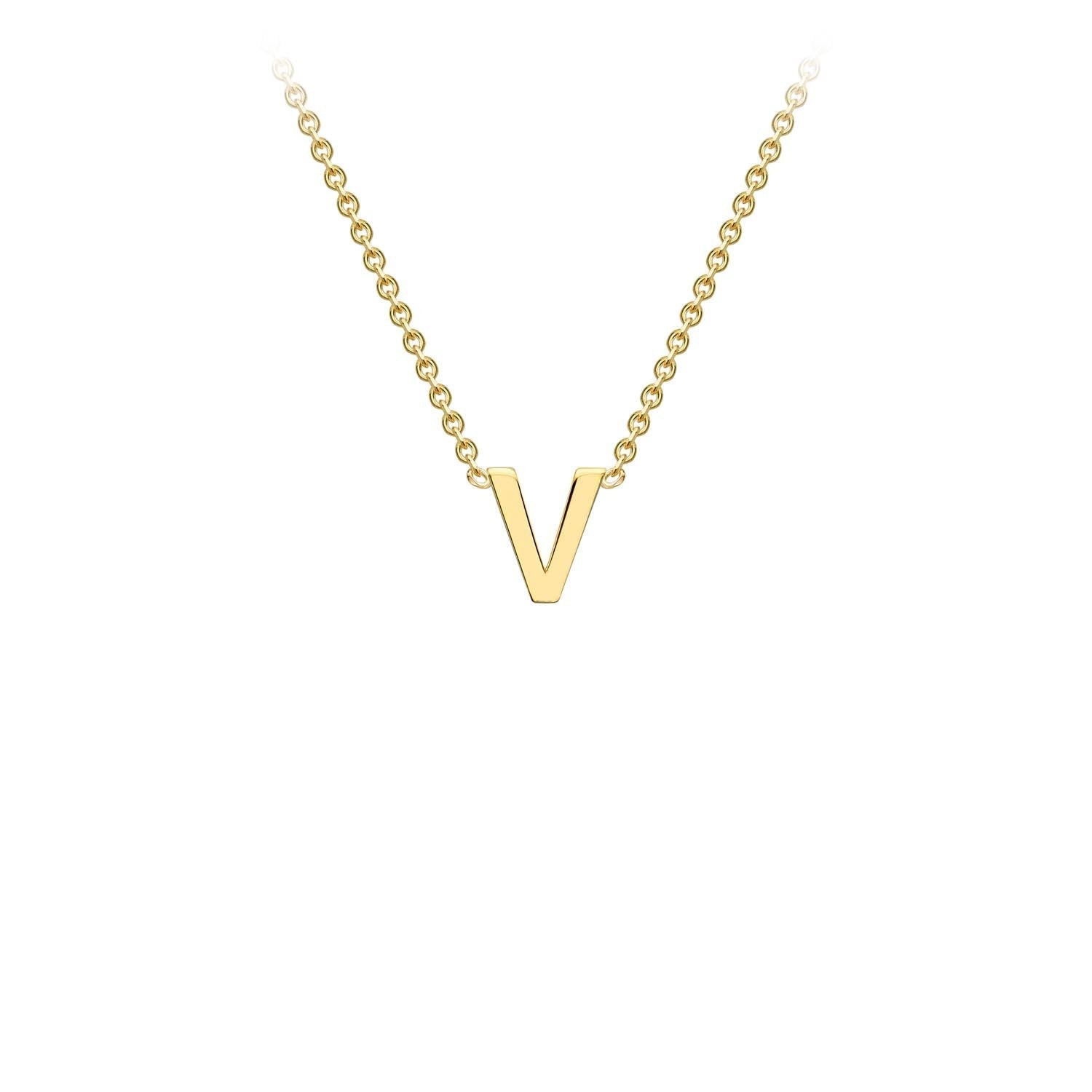 9k Yellow Gold 'V' Initial Letter Necklace
