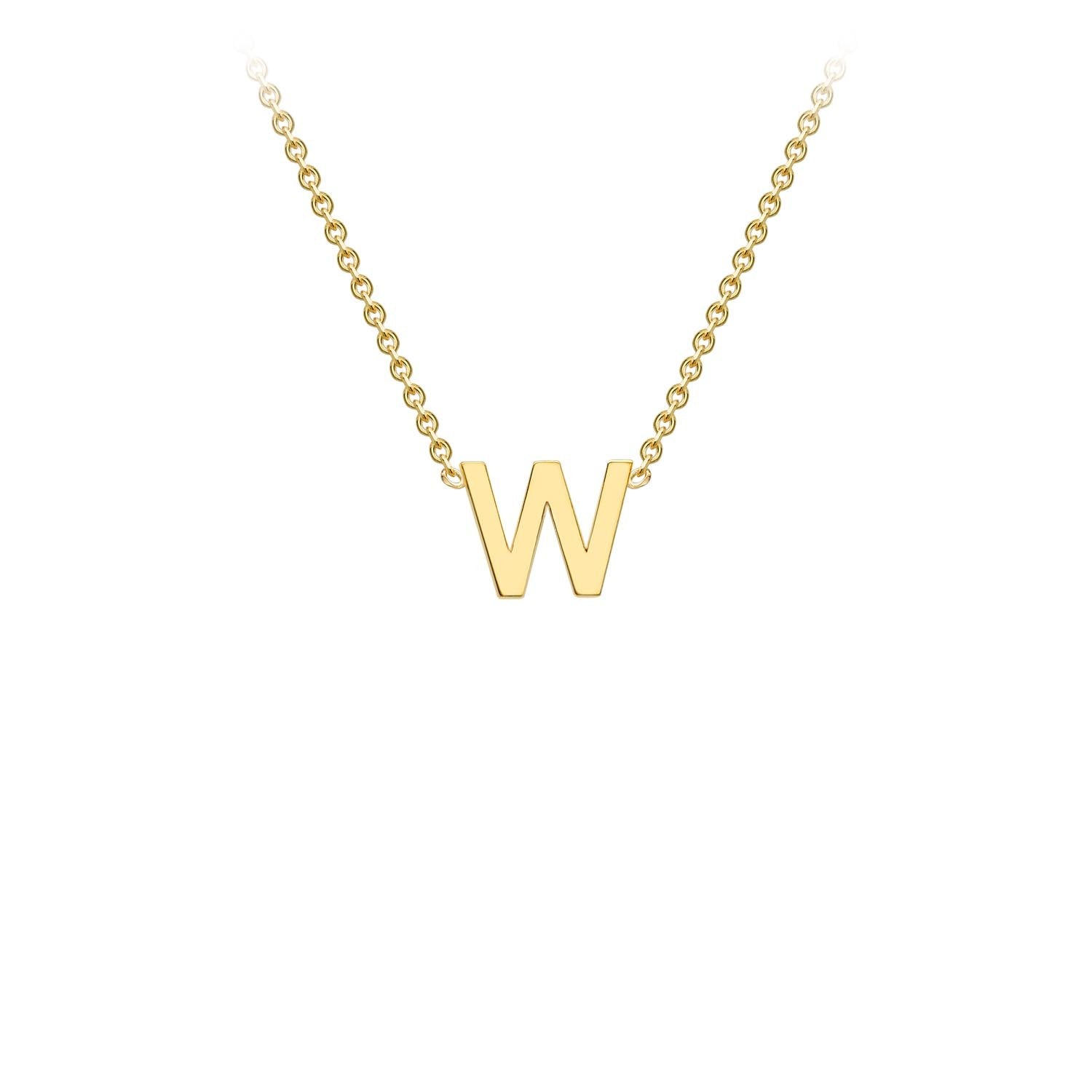 9k Yellow Gold 'W' Initial Letter Necklace