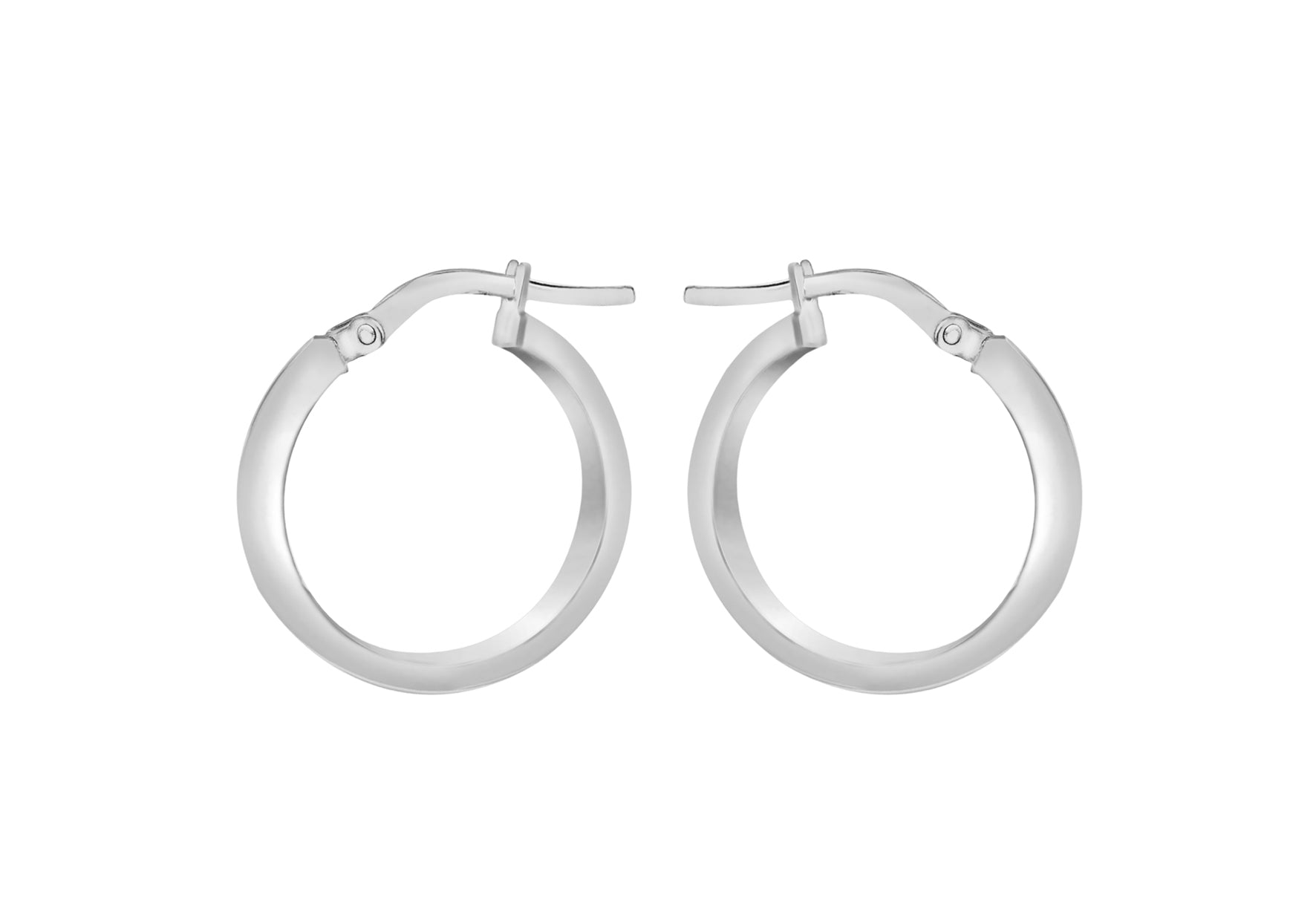 9k White Gold Rectangular-Tube Creole Hoop Earrings