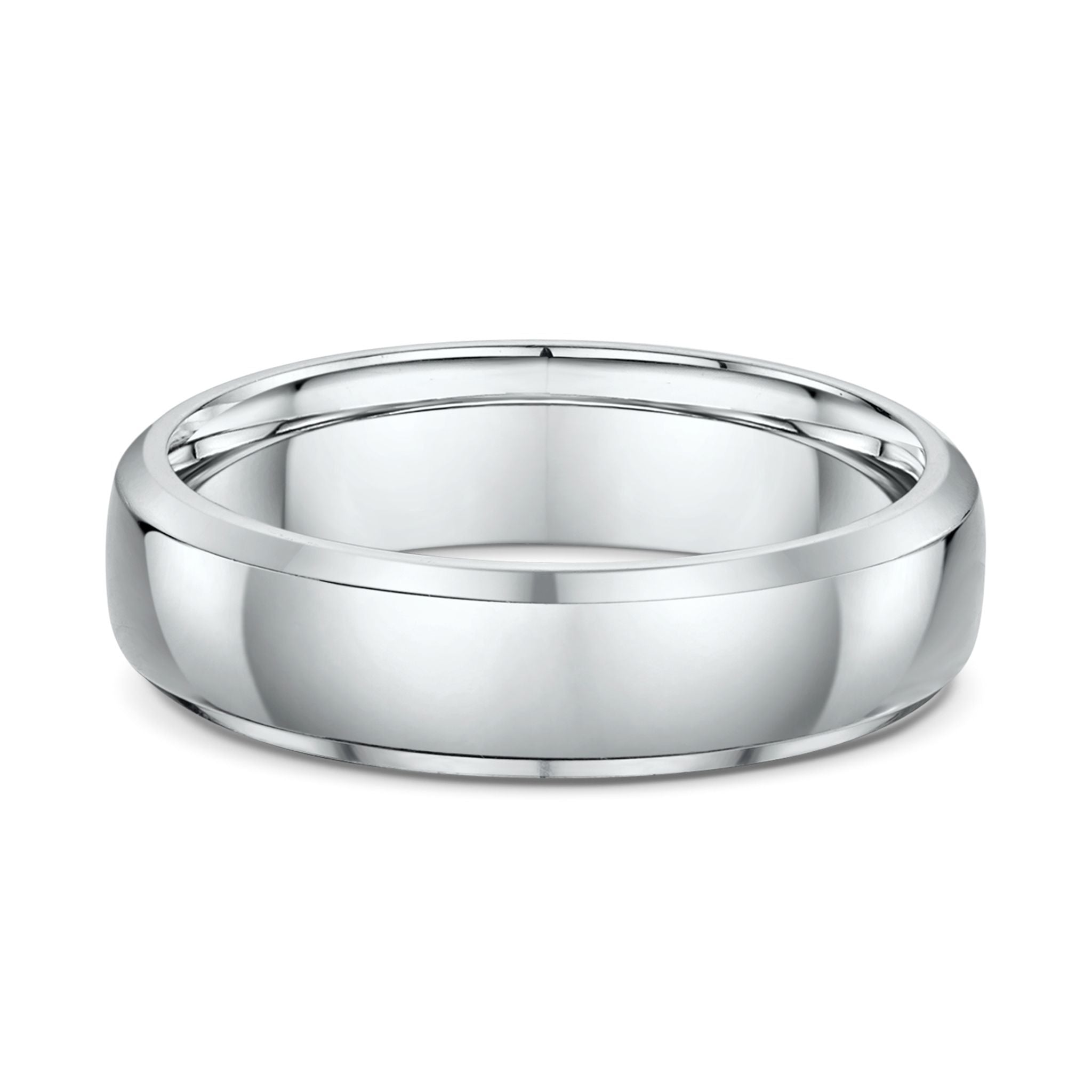 9k White Gold Round Bevel Wedding Ring