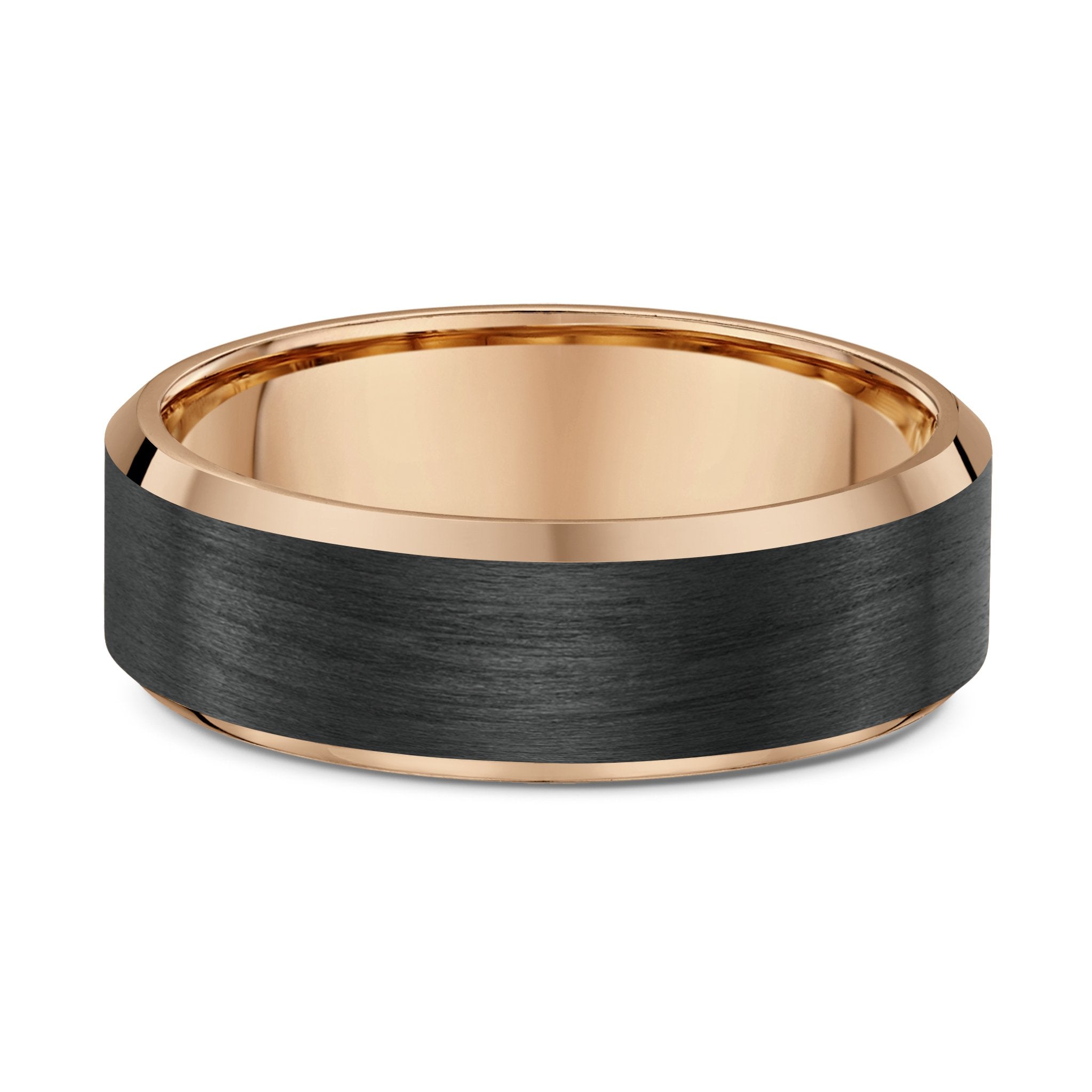 9k Rose Gold & Black Carbon Fibre Wedding Ring