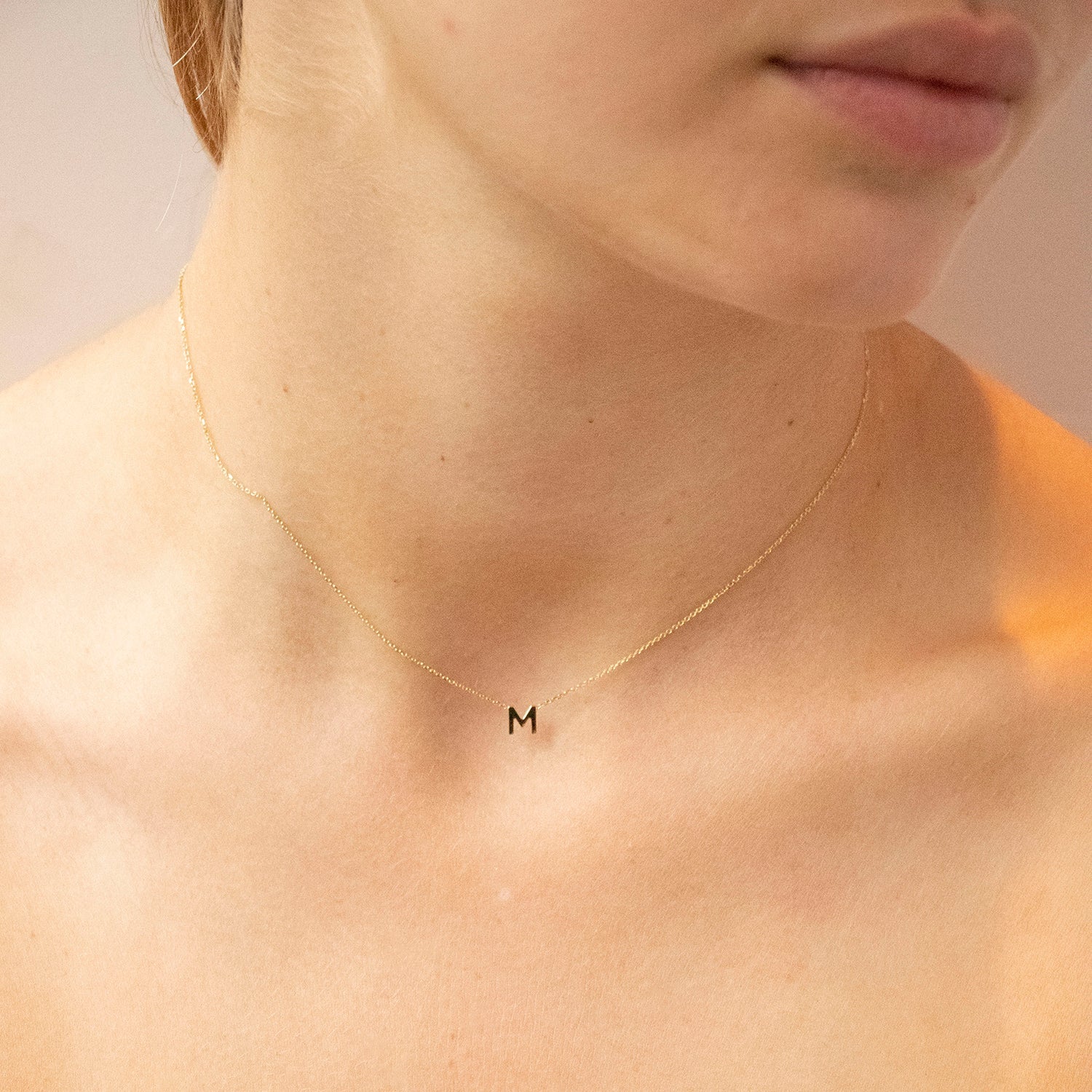 9k Yellow Gold 'E' Initial Letter Necklace
