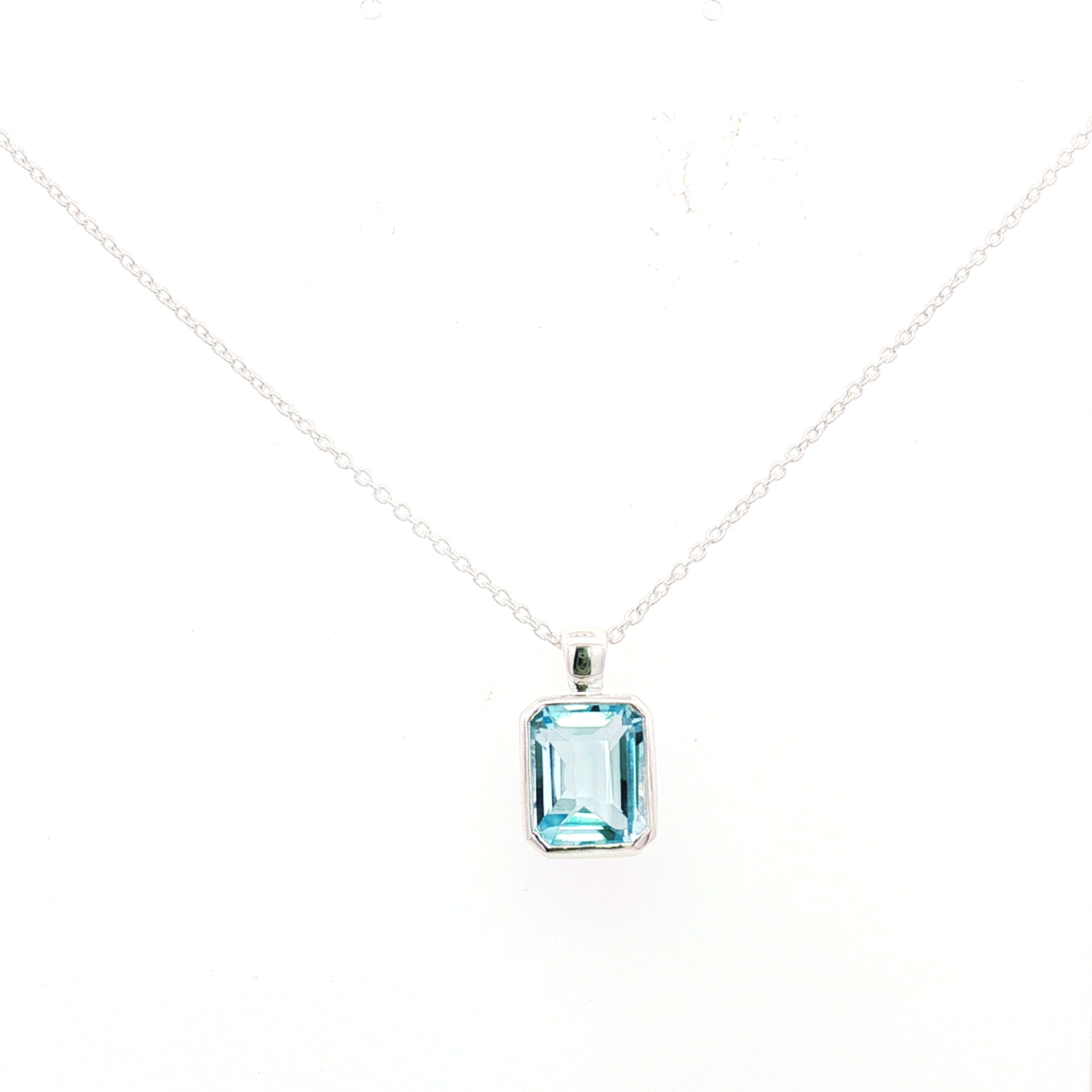 Sterling Silver 'Azure' Bezel Set Blue Topaz Necklace