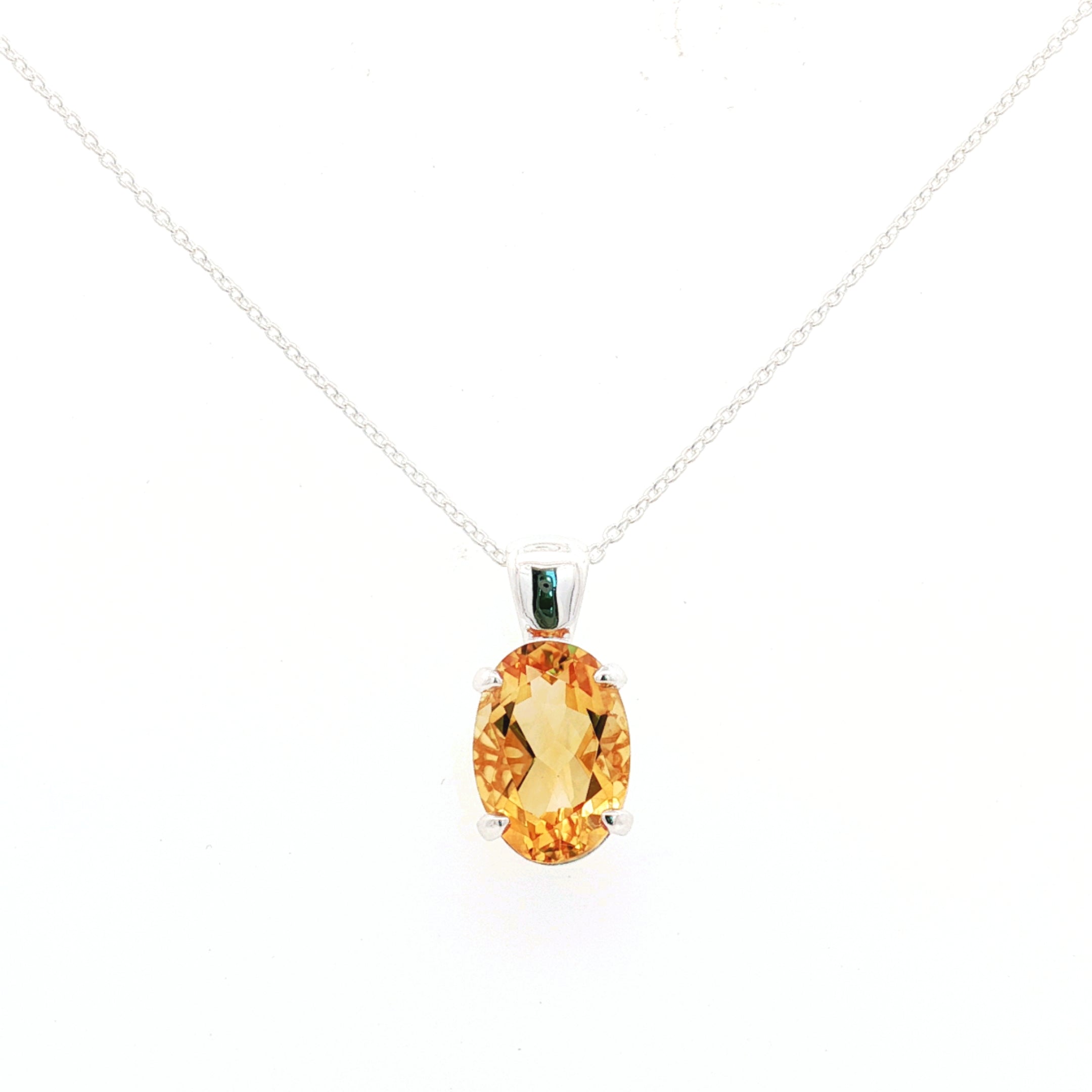 Sterling Silver Oval 'Eclipse' Citrine Pendant