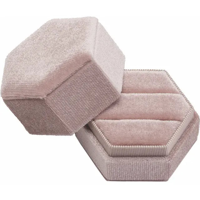 Blush Velvet Double Ring Box